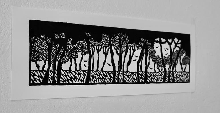 Original Black & White Landscape Printmaking by Vadim Puyandaev