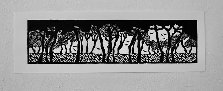 Original Black & White Landscape Printmaking by Vadim Puyandaev