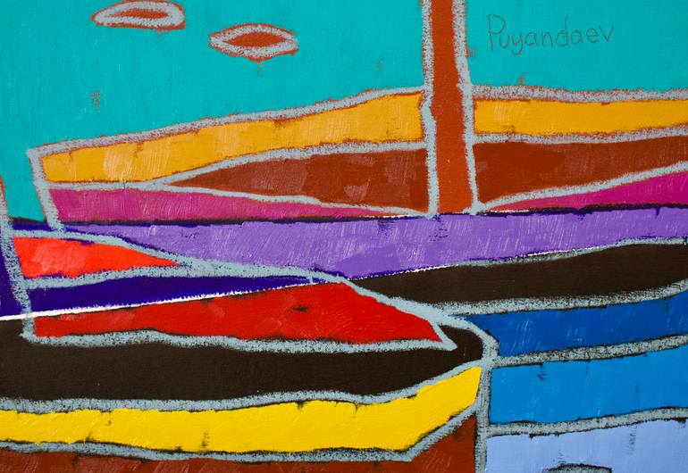 Original Figurative Boat Painting by Vadim Puyandaev