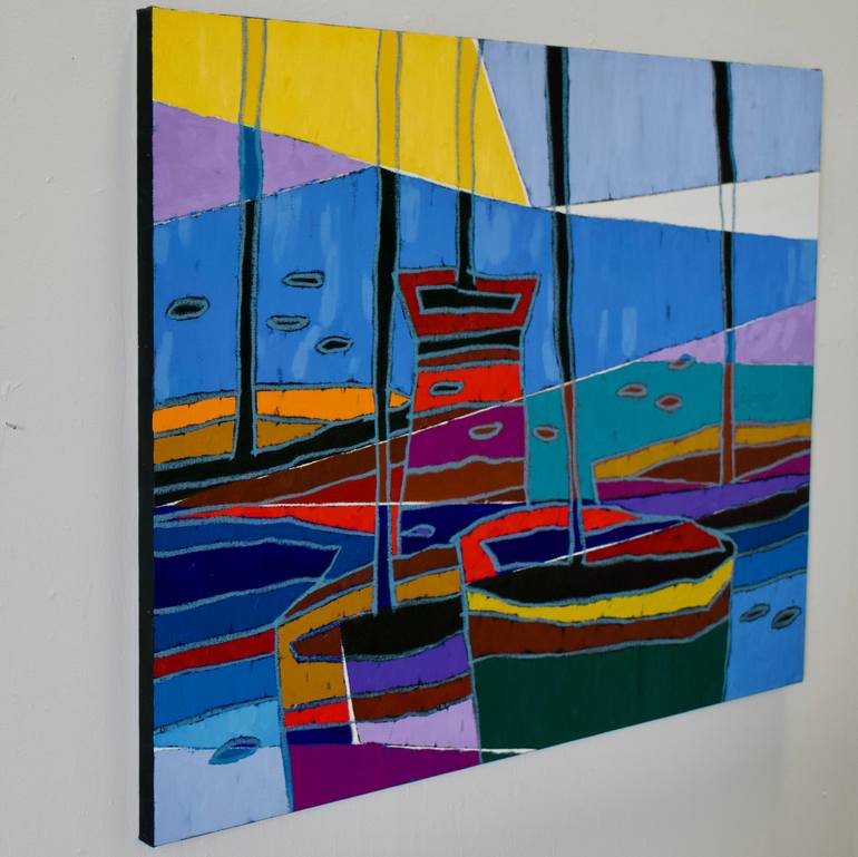 Original Figurative Boat Painting by Vadim Puyandaev