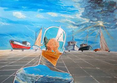 Print of Boat Paintings by Lazaro Hurtado Atienza