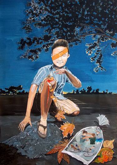 Original Conceptual Children Paintings by Lazaro Hurtado Atienza