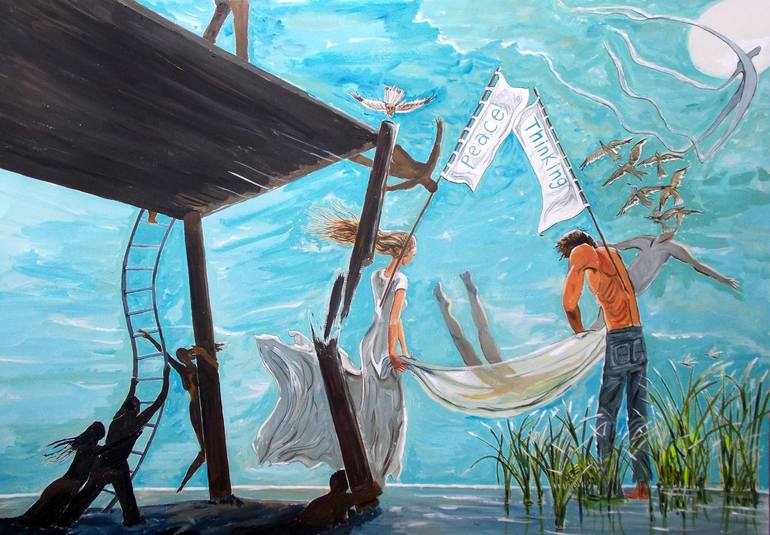 Peace and thinking Painting by Lazaro Hurtado Atienza | Saatchi Art