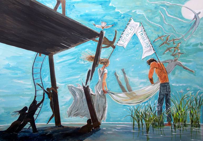 絵画 beyond peace Peace and thinking Painting by Lazaro Hurtado Atienza | Saatchi Art