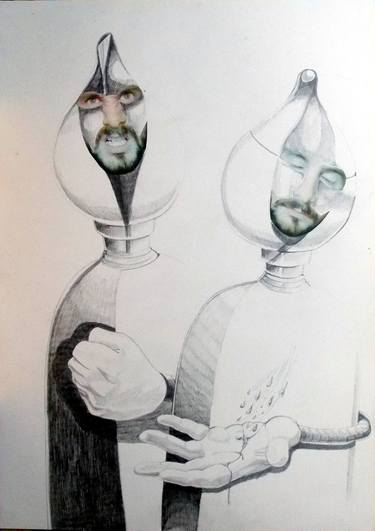 Original Figurative People Drawings by Lazaro Hurtado Atienza