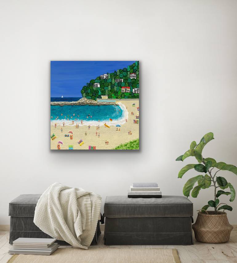 Original Figurative Beach Painting by Elizabeth Langreiter