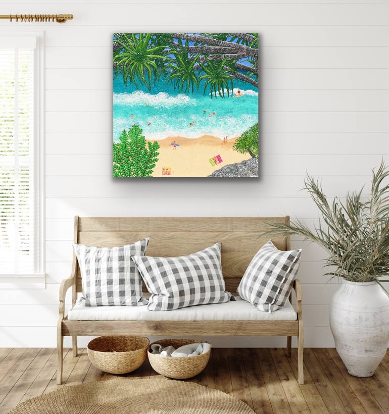Original Figurative Beach Painting by Elizabeth Langreiter
