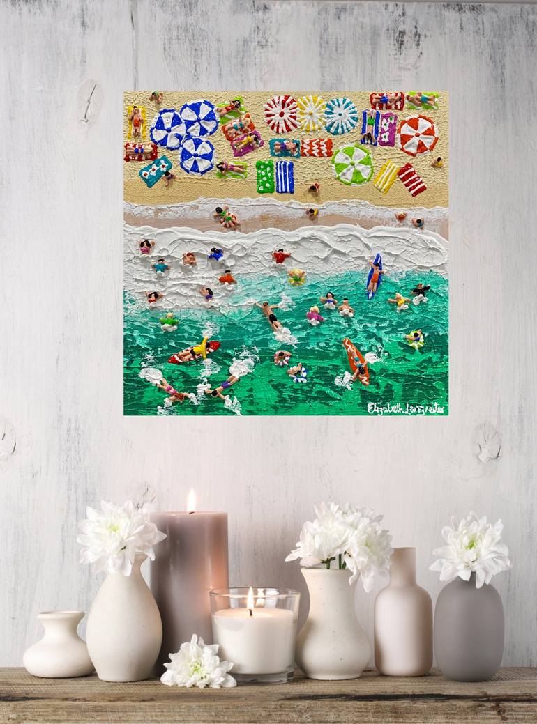 Original Beach Painting by Elizabeth Langreiter