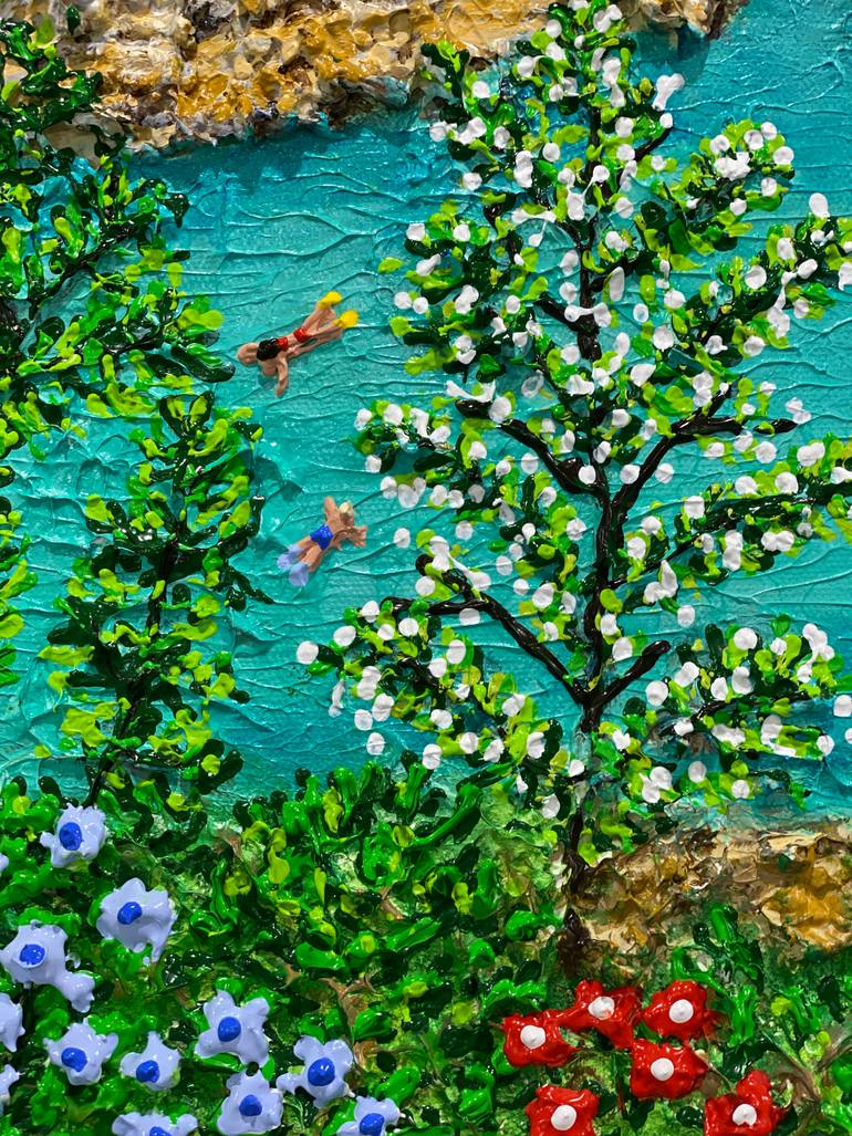 Original Figurative Beach Painting by Elizabeth Langreiter