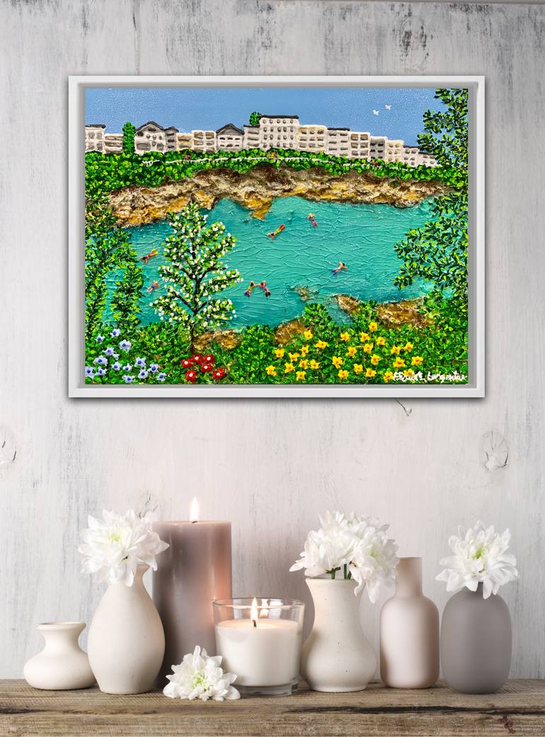 Original Figurative Beach Painting by Elizabeth Langreiter