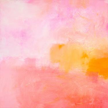 Vibrant Orange and Pink Abstract Painting thumb