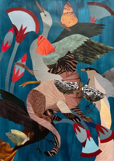 Original Figurative Animal Collage by Gail Theis