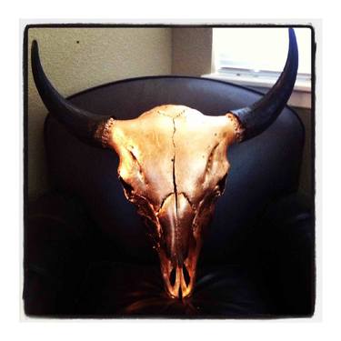 Buffalo / Bison Skull -Copper Leaf Gilded thumb
