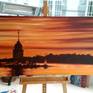 One of the latest additions to my City Scenes. Maiden Tower f Istanbul Sea view, painted in golden colours.