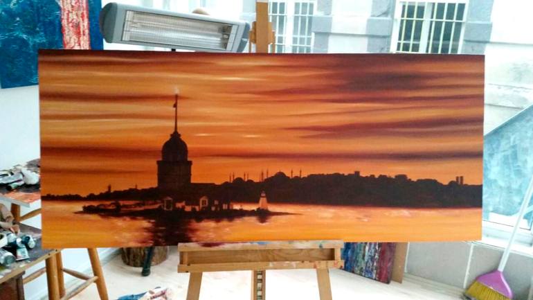 Original Abstract Cities Painting by Dilek O'Keeffe