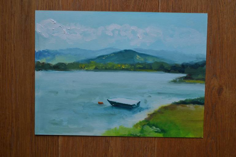 Original Impressionism Sailboat Painting by Marta Zamarska