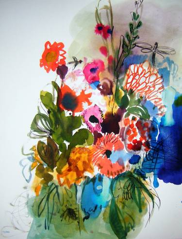 Print of Expressionism Floral Drawings by Fotini Hamidieli Martou