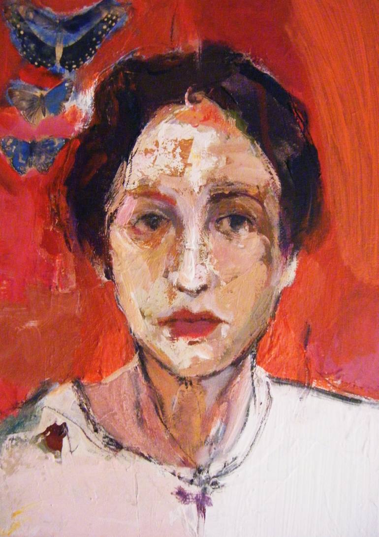 face in red Painting by Fotini Hamidieli Martou | Saatchi Art