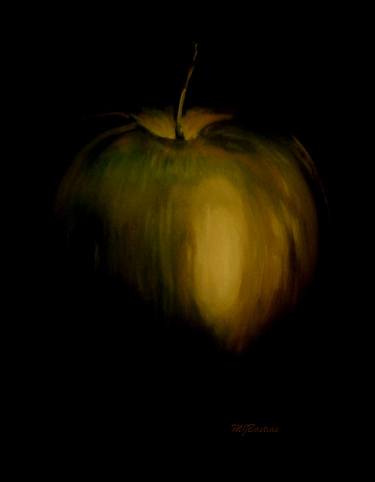 A golden tones apple oil painting digital manipulated thumb