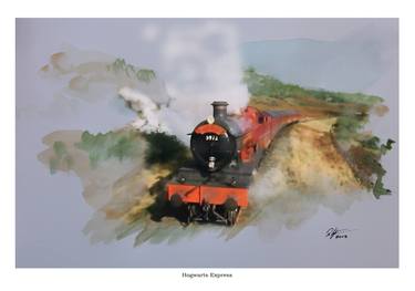 Print of Realism Train Mixed Media by Roger Lighterness