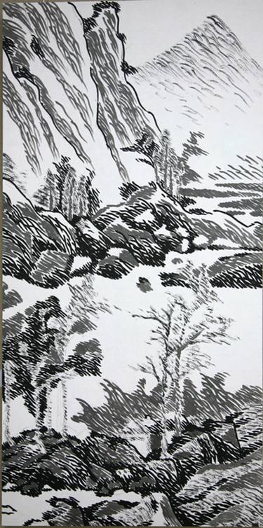 Original Abstract Expressionism Landscape Drawings by Gao Cheng