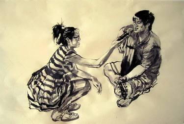 Print of People Drawings by Gao Cheng