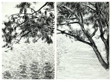Original Expressionism Landscape Drawings by Gao Cheng