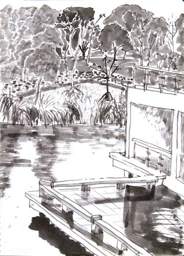 Original Expressionism Landscape Drawings by Gao Cheng