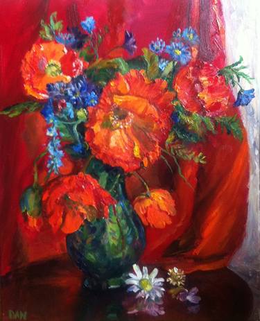 Still life with art supplies Painting by Maryna Danylovych