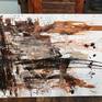 An abstract work inspired by autumn, warm coffee-colors. "Cappuccino Scars" is a very deep work that deals with topics such as pain, scars and loss. Every human being has a story, every human being is unique - and we often judge people far too soon. The game with different inks and acrylic colors gives the picture a special depth. The result is a work full of structures, colors, patterns and thoughts that want to be read.