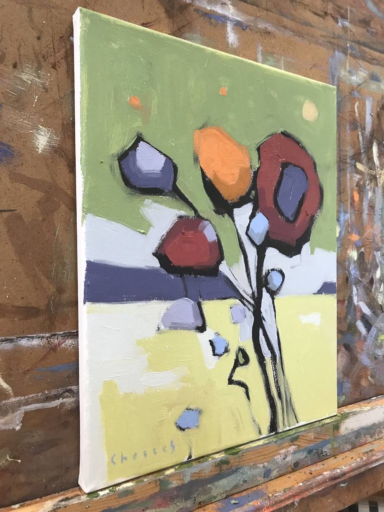 Original Abstract Floral Painting by Aldo Cherres