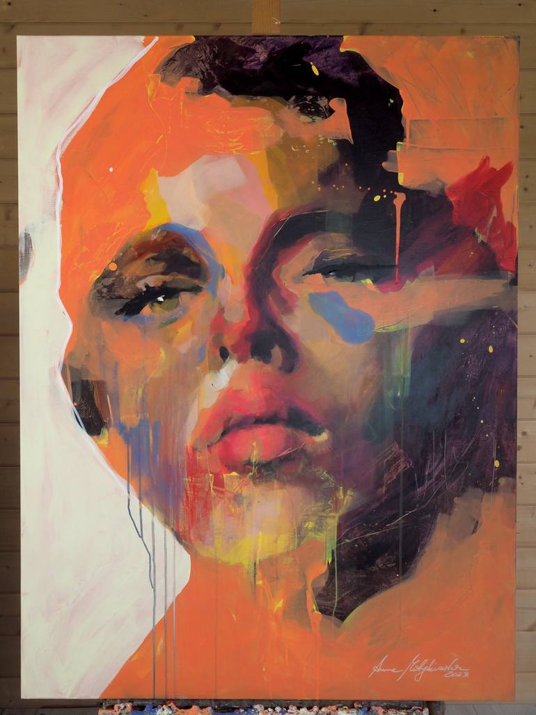 Original Abstract Portrait Painting by Anna Matykiewicz