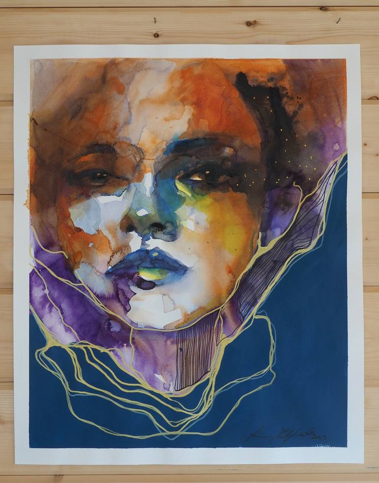 Original Abstract Portrait Painting by Anna Matykiewicz
