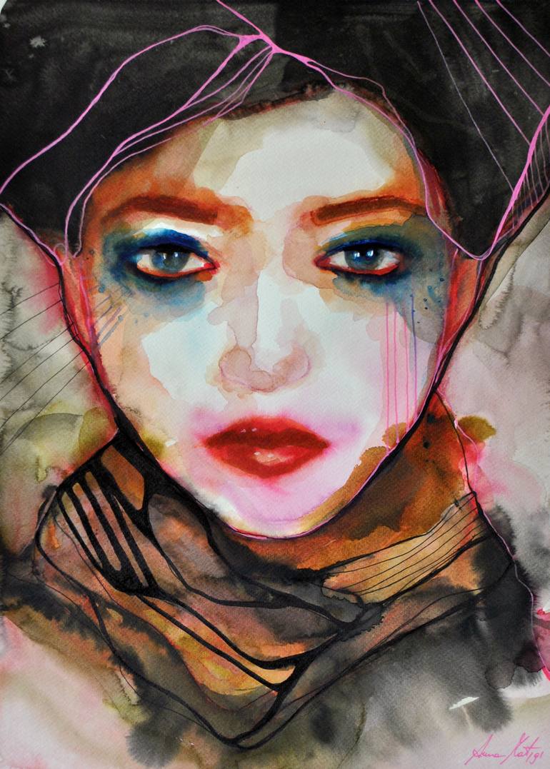 Girl in fur shawl Painting by Anna Matykiewicz | Saatchi Art