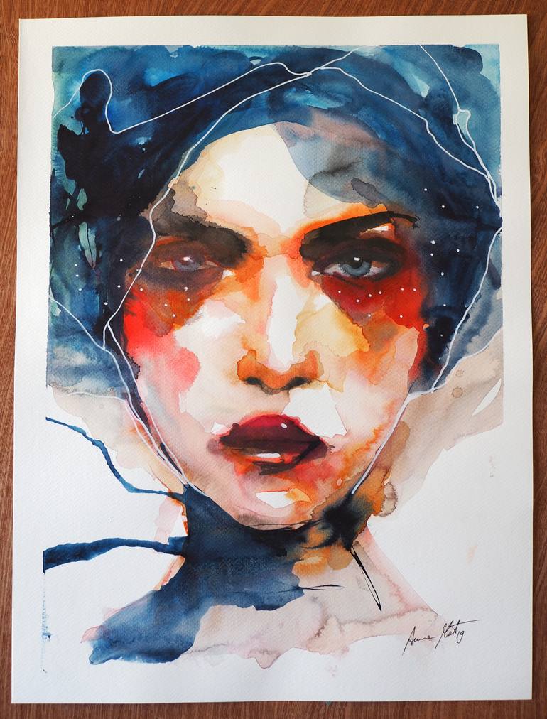 Original Abstract Expressionism Portrait Painting by Anna Matykiewicz