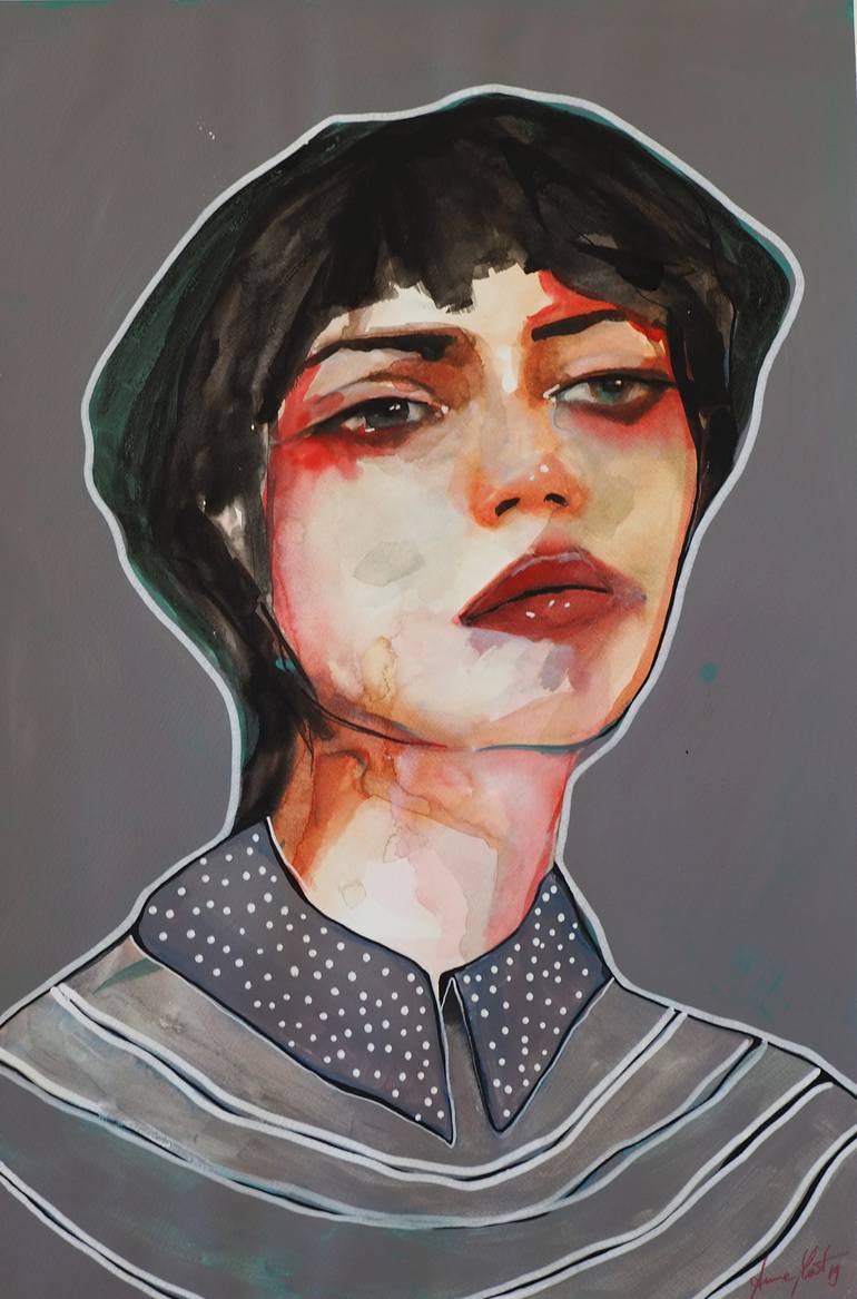 In grey shirt Painting by Anna Matykiewicz | Saatchi Art