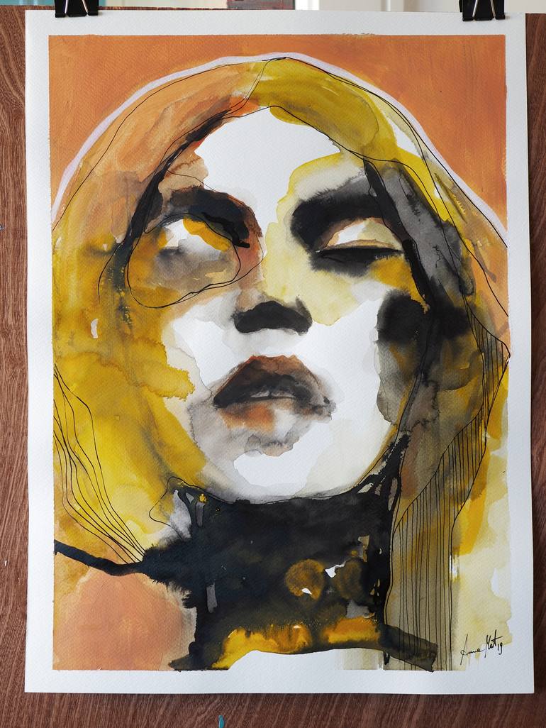 Original Abstract Portrait Painting by Anna Matykiewicz