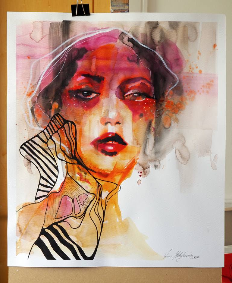 Original Abstract Portrait Painting by Anna Matykiewicz