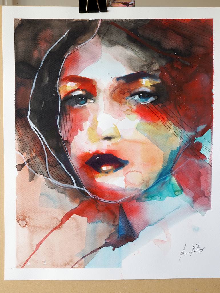 Original Abstract Portrait Painting by Anna Matykiewicz