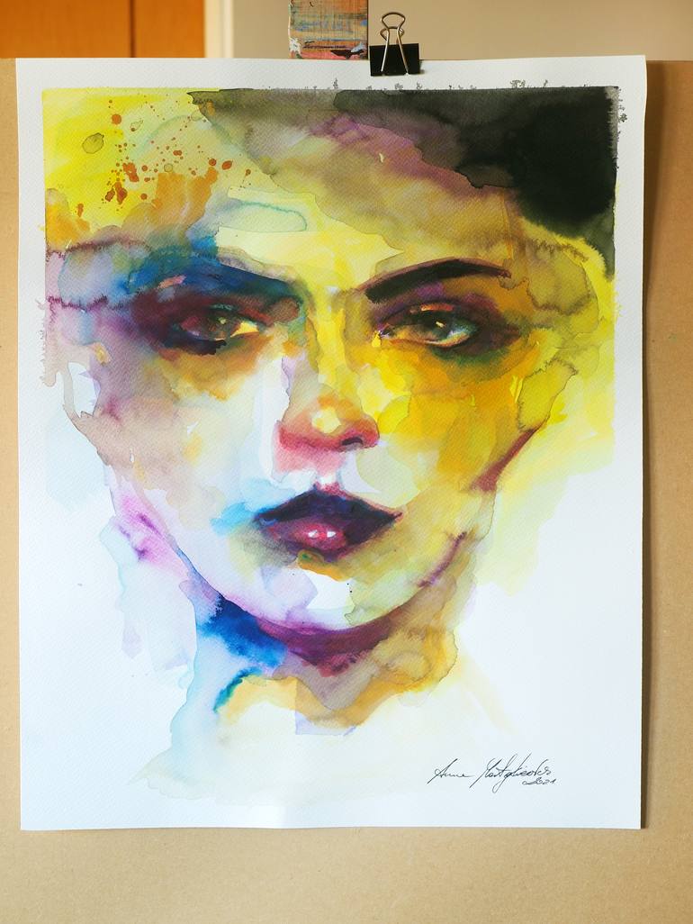 Original Abstract Portrait Painting by Anna Matykiewicz