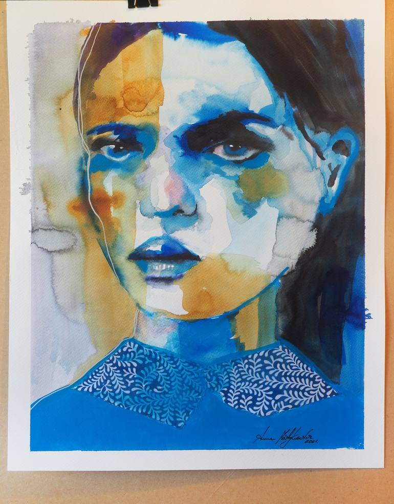 Original Abstract Portrait Collage by Anna Matykiewicz