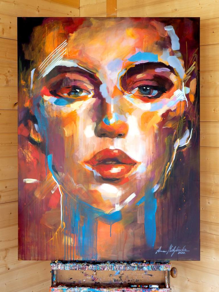 Original Abstract Portrait Painting by Anna Matykiewicz