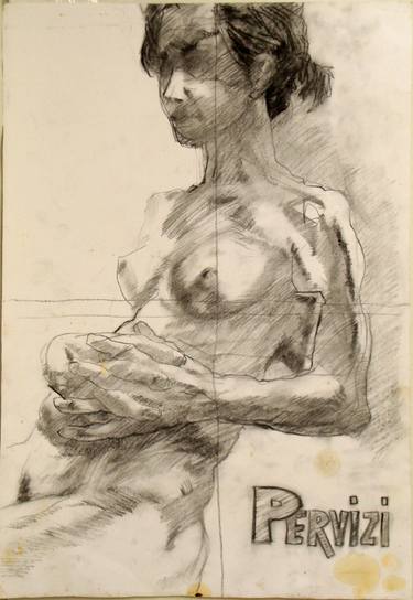 Leonard PERVIZI.50x35cm.fusain-maternité.originale thumb
