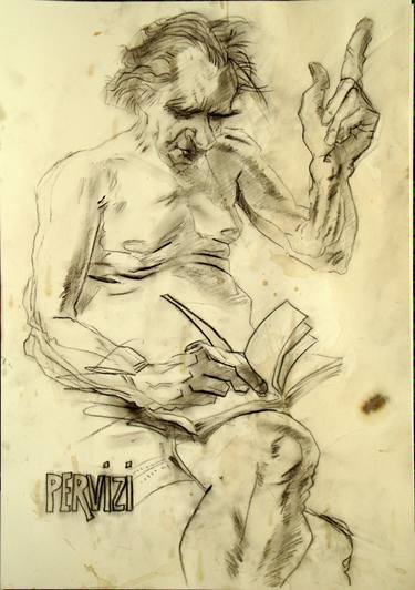 Leonard PERVIZI.50x35cm.fusain.mon pere-INRI.originale thumb