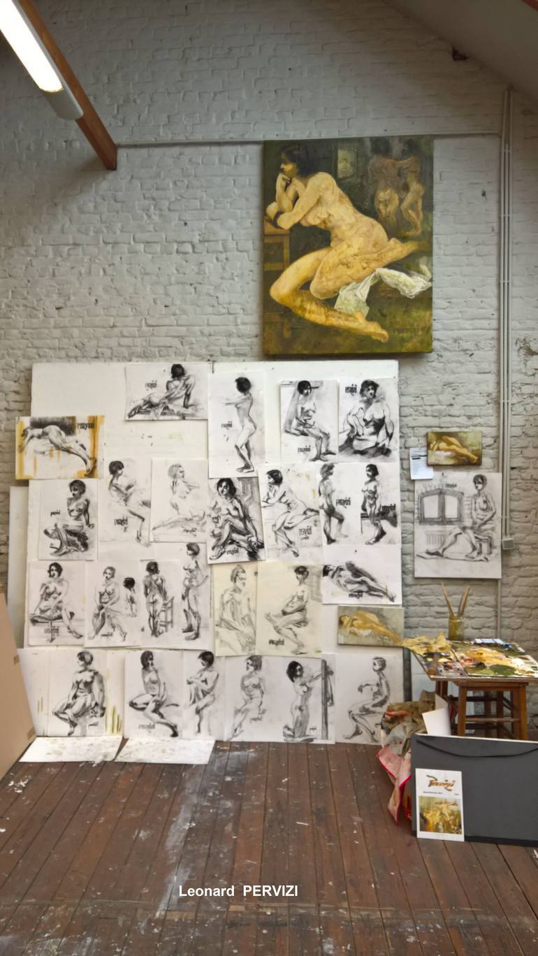 Original Expressionism Nude Painting by Pervizi Leonard