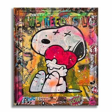 Sending Love Snoopy – Original Painting on canvas thumb