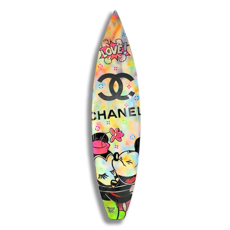 Chanel surfboard shop wall art