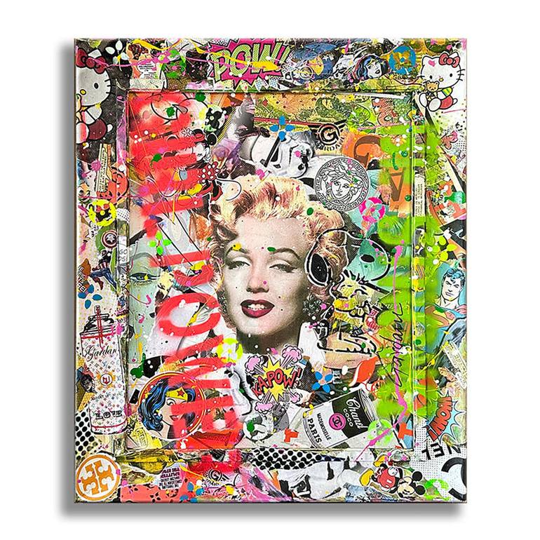 Original Pop CultureCelebrity Painting by Gardani Art Pop Art Art on Canvas Marilyn Girl Power Original Painting on Canvas