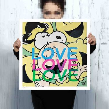 Snoopy I love u Lots! - Canvas - Giclee print Limited Edition thumb