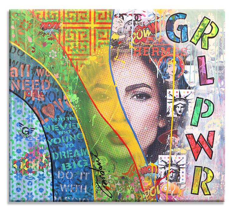 Original Pop CultureCelebrity Painting by Gardani Art Pop Art Art on Canvas Jennifer Lopez GRL PWR Original Painting on Canvas
